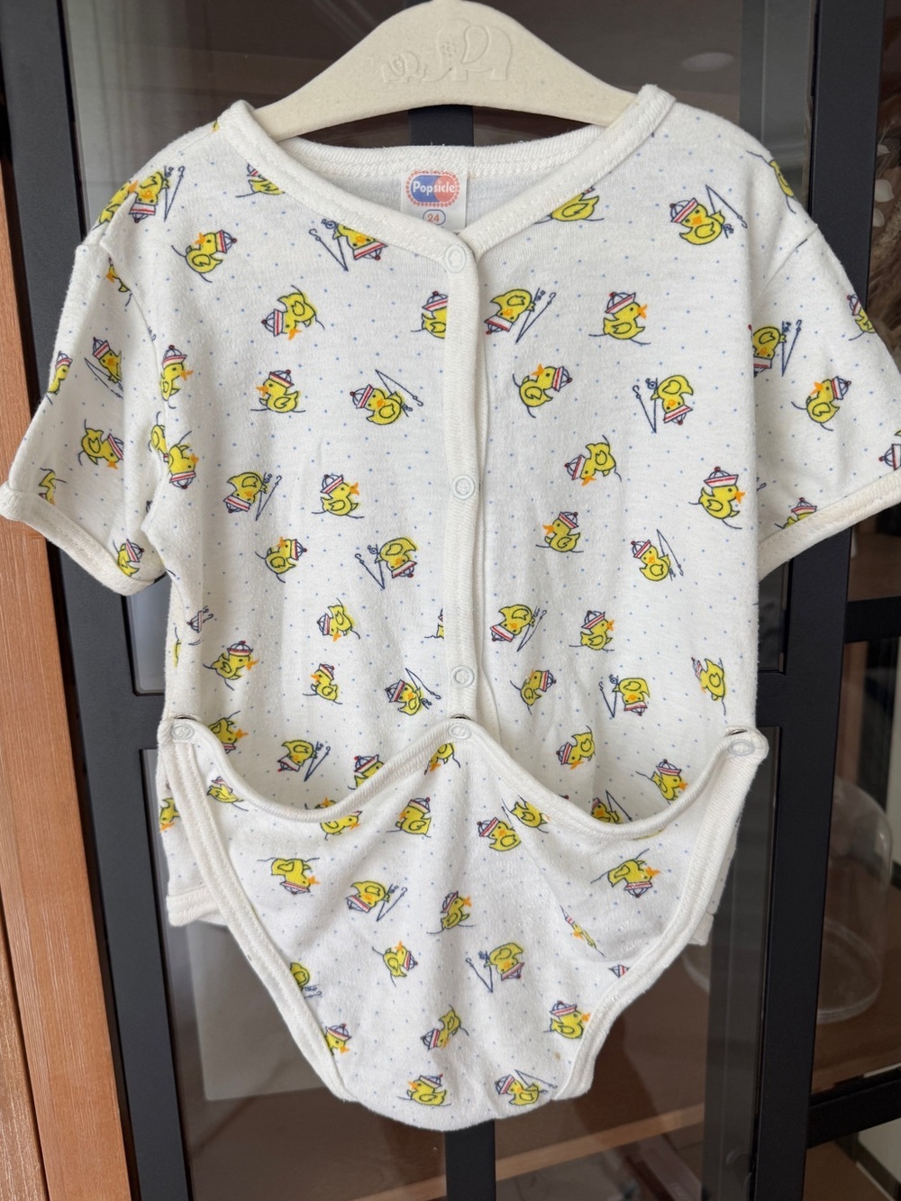 Vintage 90s Ducks onesie bodysuit set snaps short sleeve baby boy fishing sailor